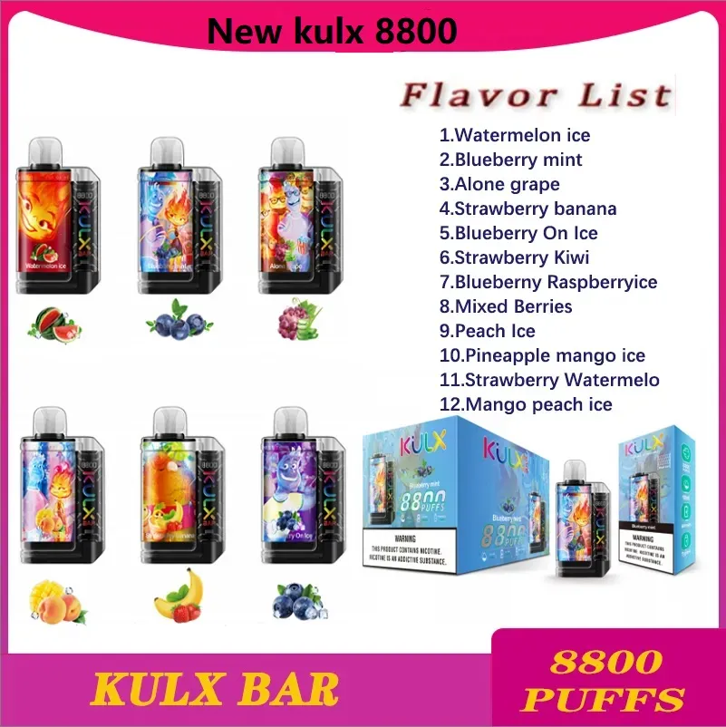 Original Kulx Crystal Bar 8800 Puff Mesh Coil E Cigarette 12 Flavors 18ml Rechargeable Disposable Vape Pen Device Pod Smoking Vapes Kit 0% 2% 3% 5% 600mAh Battery
Original Kulx Crystal Bar 8800 Puff Mesh Coil E Cigarette 12 Flavors 18ml Rechargeable Disposable Vape Pen Device Pod Smoking Vapes Kit 0% 2% 3% 5% 600mAh Battery