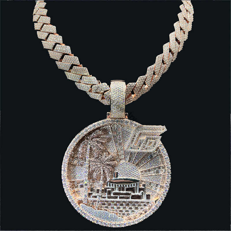 Hot Hiphop Rock 925 Sterling Silver with d Vvs Moissanite Pass Diamond Tester Music Party 3 Inches Moissanite Pendant