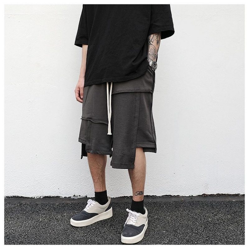Men's Shorts Juspinice Men's Breeches Irregular Patchwork High Street Sports Half Shorts Korean Fashion Loose Wide Leg Short Pant Y2k Clothe