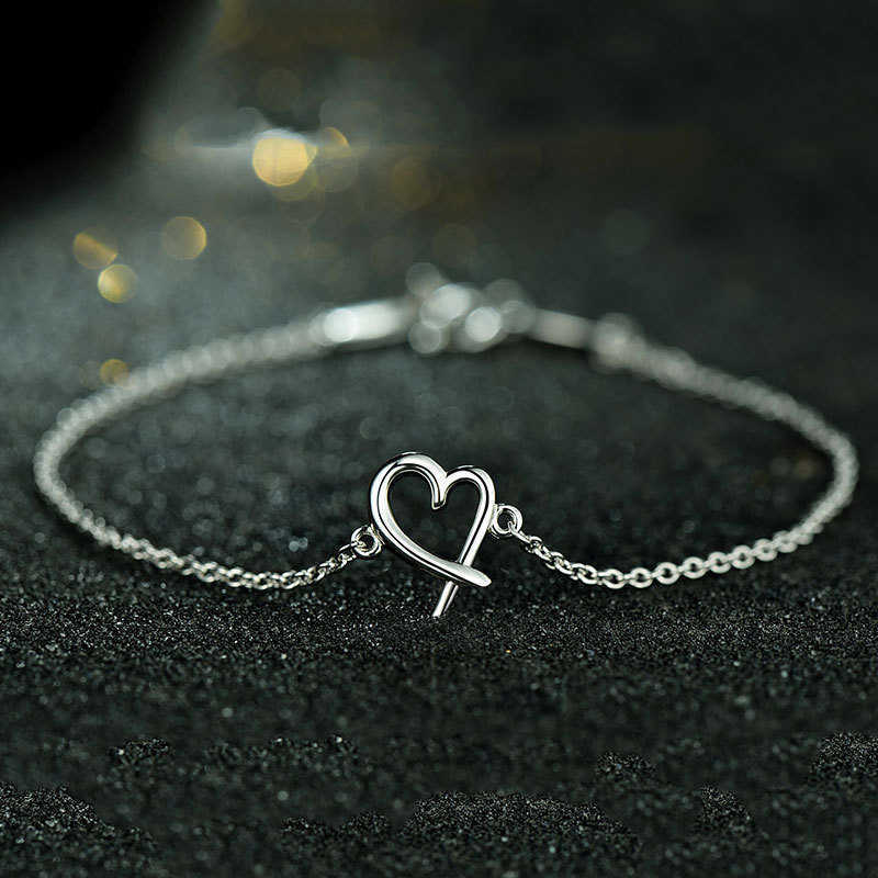 Counter quality tiffay's Same Japanese and Korean S925 Silver Heart Bracelet with Three Colors of White Yellow Red Available Ornament