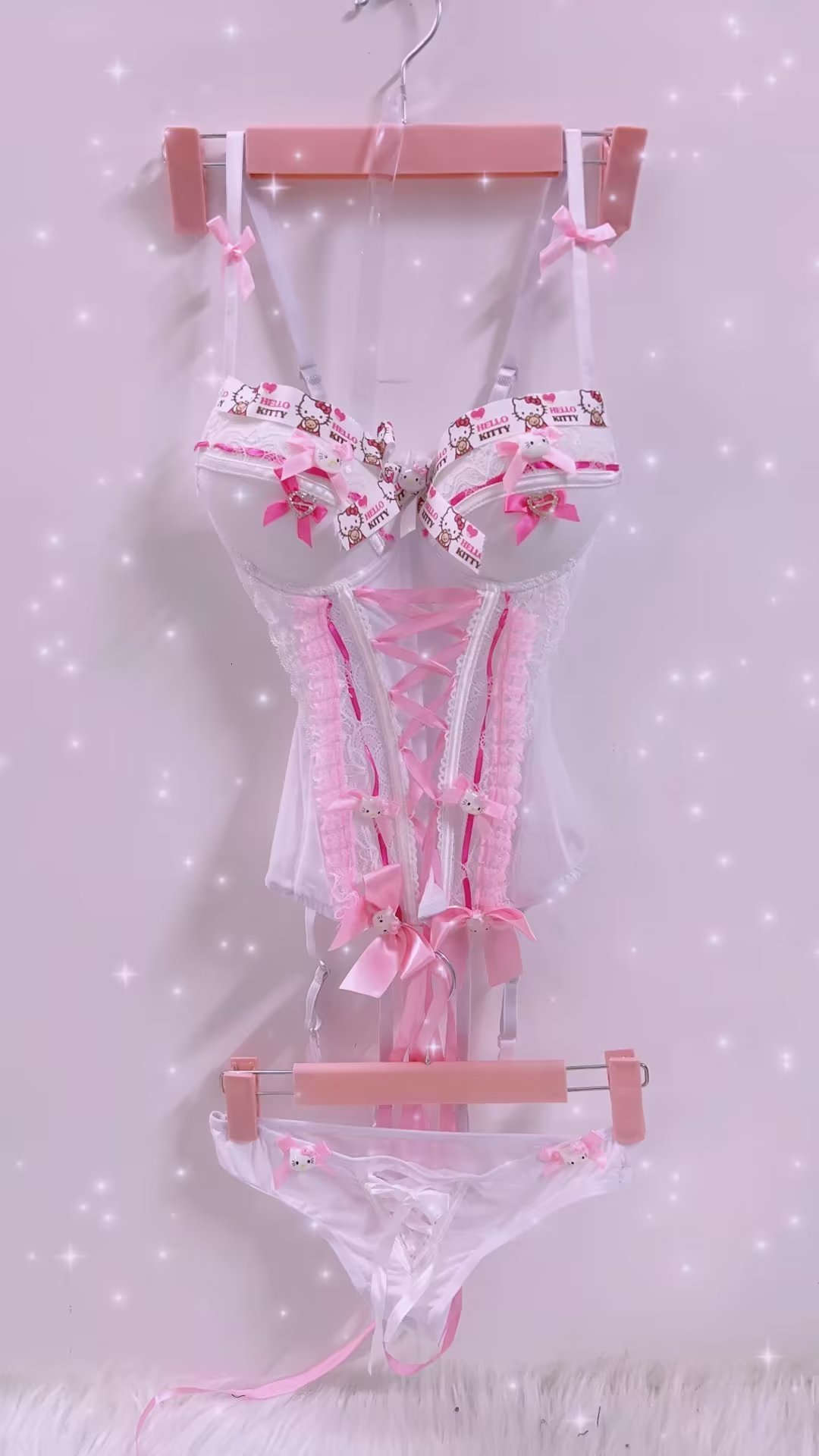 Women's Tanks Camis Kawaii Tank Topsfairy grunge halter topy2k clothes y2k crop top gothic clothes y2k top Pink tops laceTops cute tops Lolita to