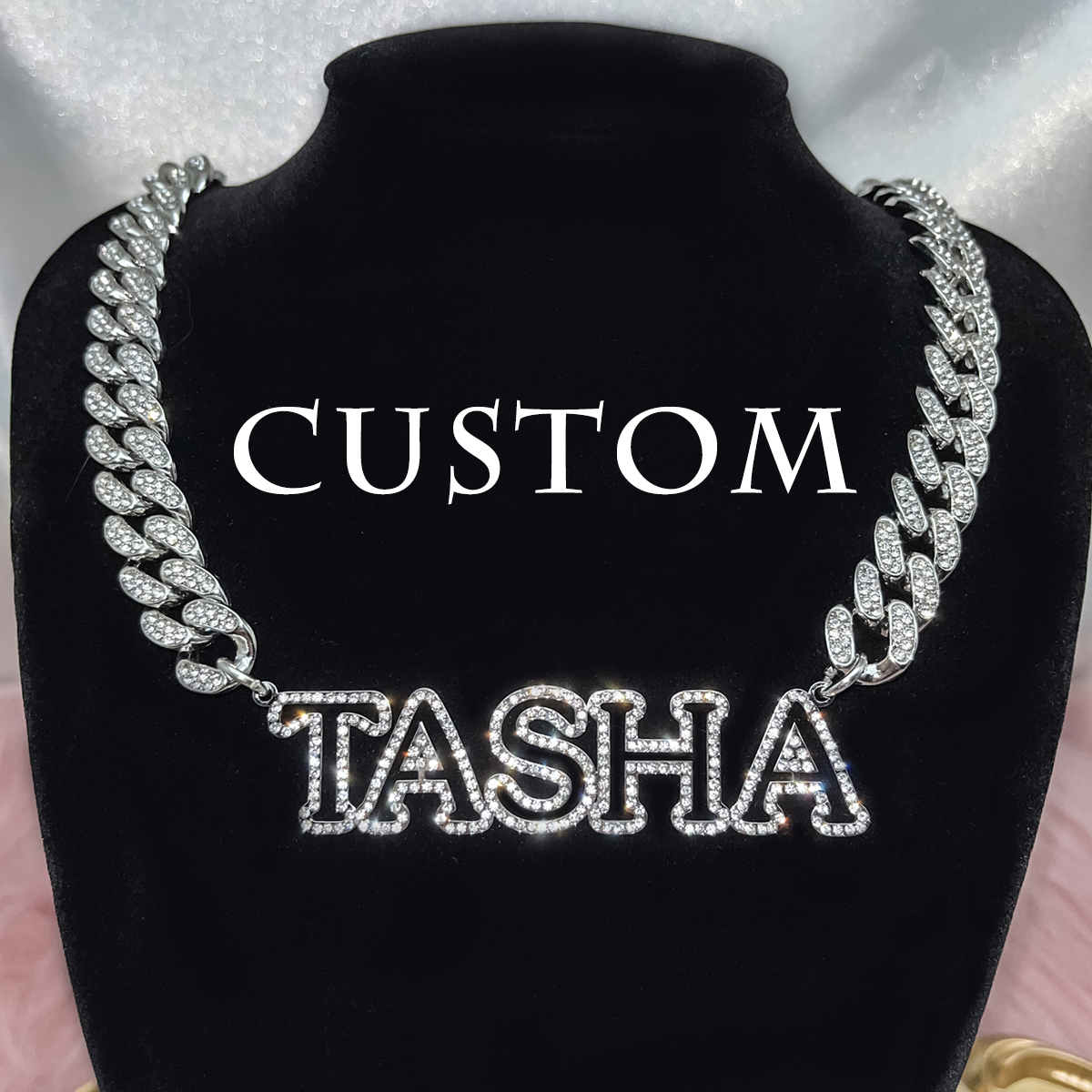Pendant Necklaces Custom Bling Name Necklace Zircon 12mm Miami Cuban Link Choker 3D Hollow Men Father Day gift 230707