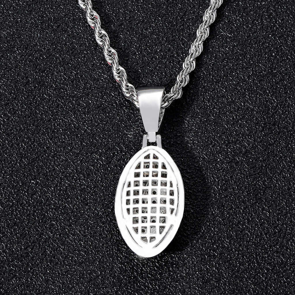 New Necklace Hip Hop Football Pendant With Zircon Inlaid Personalized Sports Trendsetter Men's Cubic Zirconia Aesthetic Colar Bijoux Accessories 