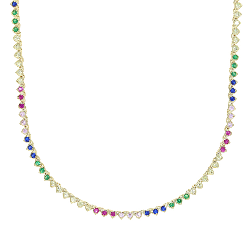 rainbow color mini heart love Necklace High Quality women men lady Iced Out Zirconia hip hop gift Jewelry