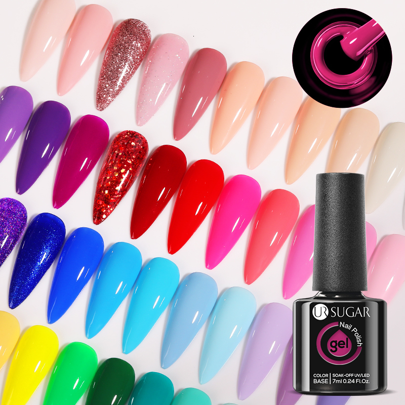 Nail Polish UR SUGAR 7ml Glass Bottle Color Gel Nail Polish Semipermanent Varnish Soak Off UV LED Gel Varnishes All For Manicure Nails Art 230706