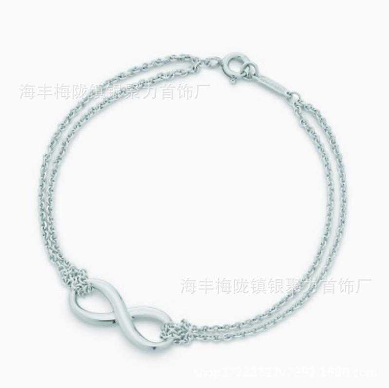 Counter quality tiffay s925 silver bracelet CNC printed heart-shaped thick chain men and women's classic fashion gift jewelry