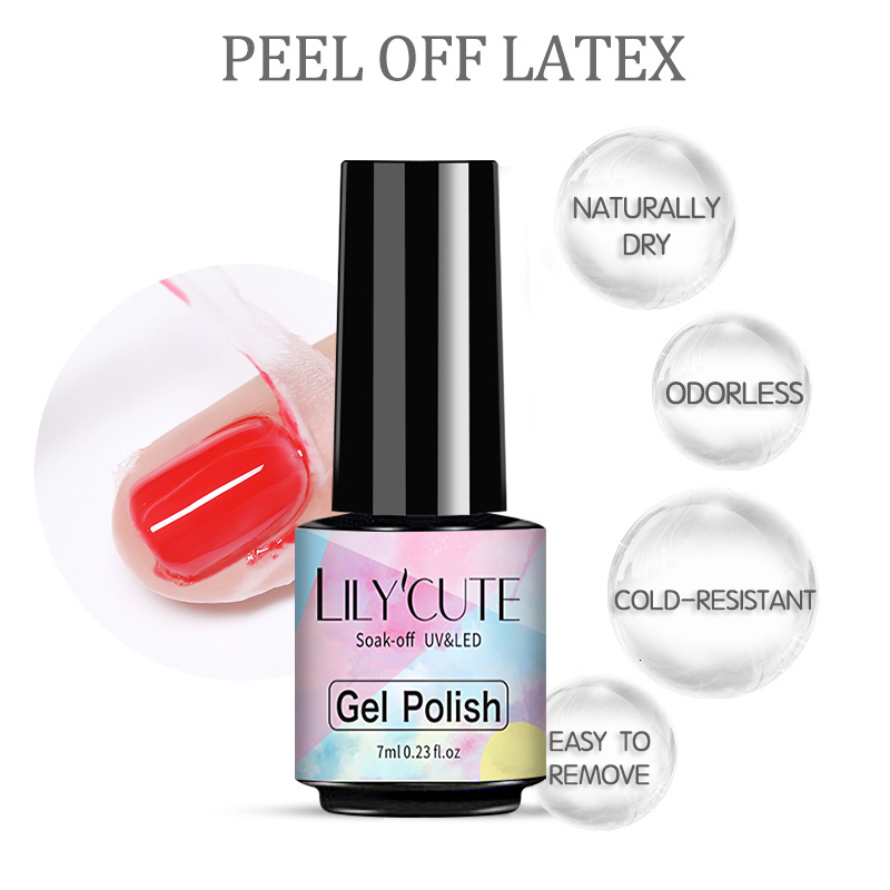 Nail Polish LILYCUTE 7ml5ml Peel off Latex Odorless Coldresistant White Nail Art Care Edge Protector Nail Art Stamping Tools 230706