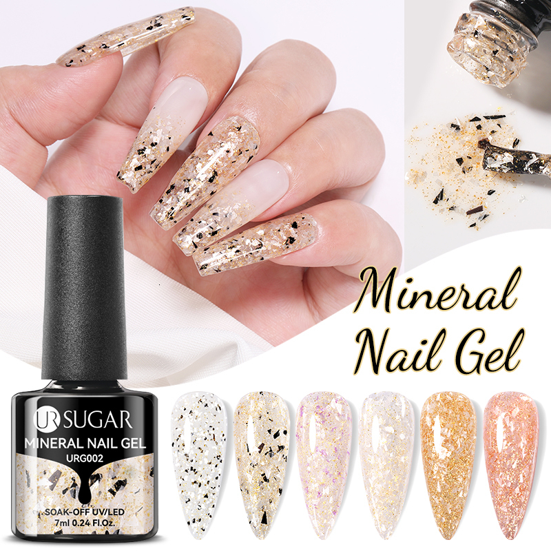 Nail Polish UR SUGAR 7ml Gold Glitter Gel Nail Polish Platinum Shining Mineral Sequins Soak Off UV LED Gel Nail Semi Permanent Manicure 230706