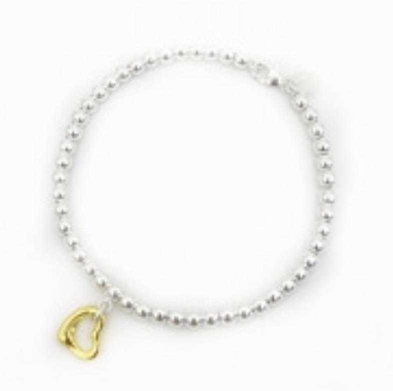 Counter quality tiffay s925 silver bracelet CNC printed heart-shaped thick chain men and women's classic fashion gift jewelry
