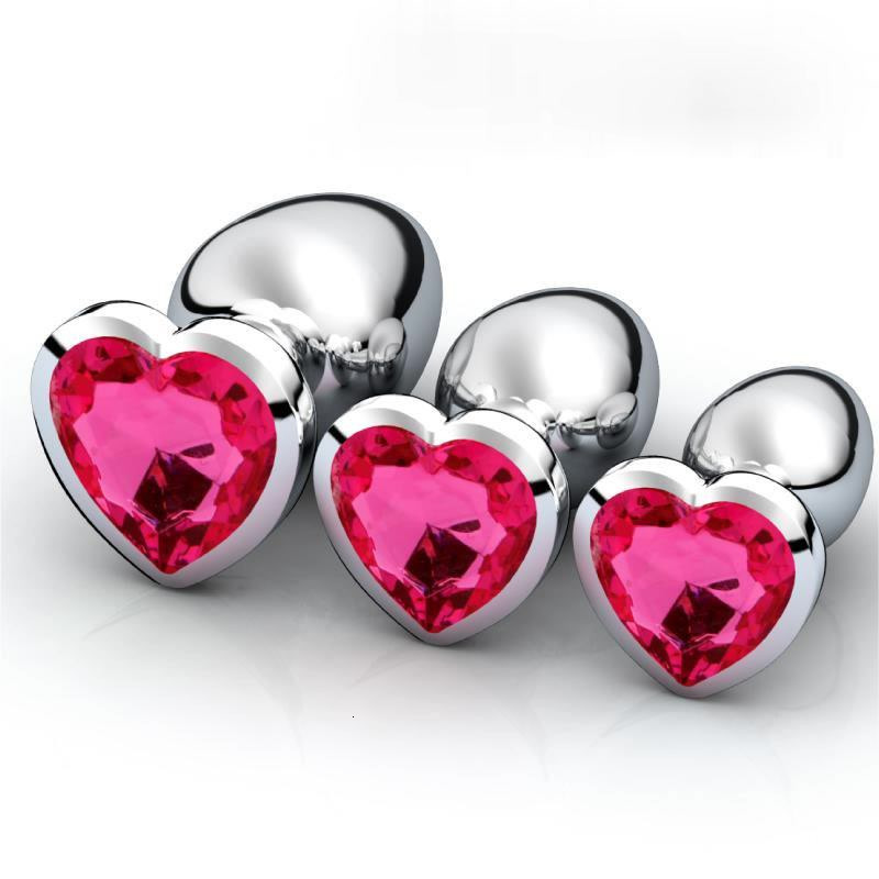 DildosDongs 3PcsSet Smooth Massager Anal Beads Crystal Jewelry Heart Butt Plug StImulator Women Sex Toys Dildo Stainless Steel 230706