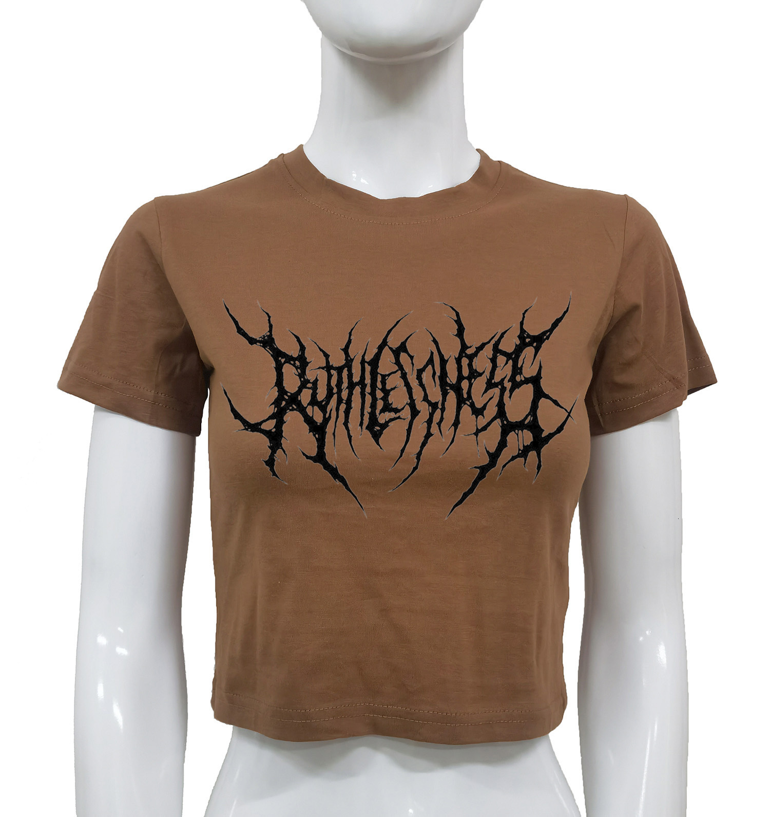 Womens TShirt Y2k Crop top Harajuku brown tshirt female Sexy anime Goth print spring and summer fashion Tshirt women Tops 230707