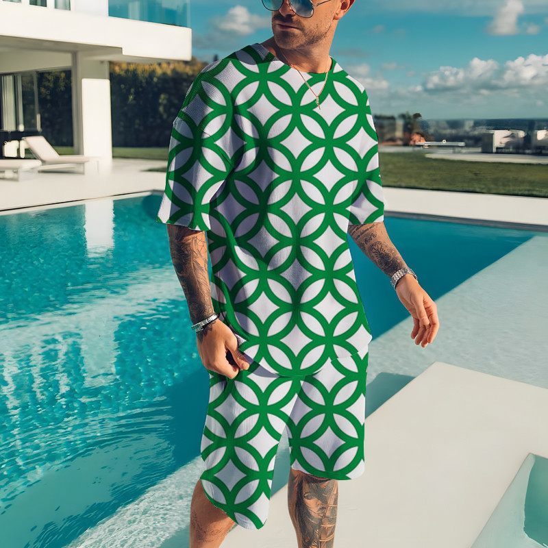 Mens Tracksuits Summer Round Neck Tshirt Set Clothes 3D Tracksuit Short Sets Casual Sportswear Man Oversized Tshirts 230707