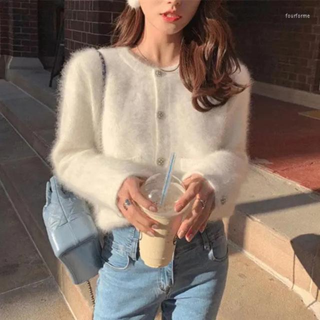 Women's Warm Thicken Cashmere Cardigan Acrylic Knitted Sweater Coat With Pockets For Winter B4