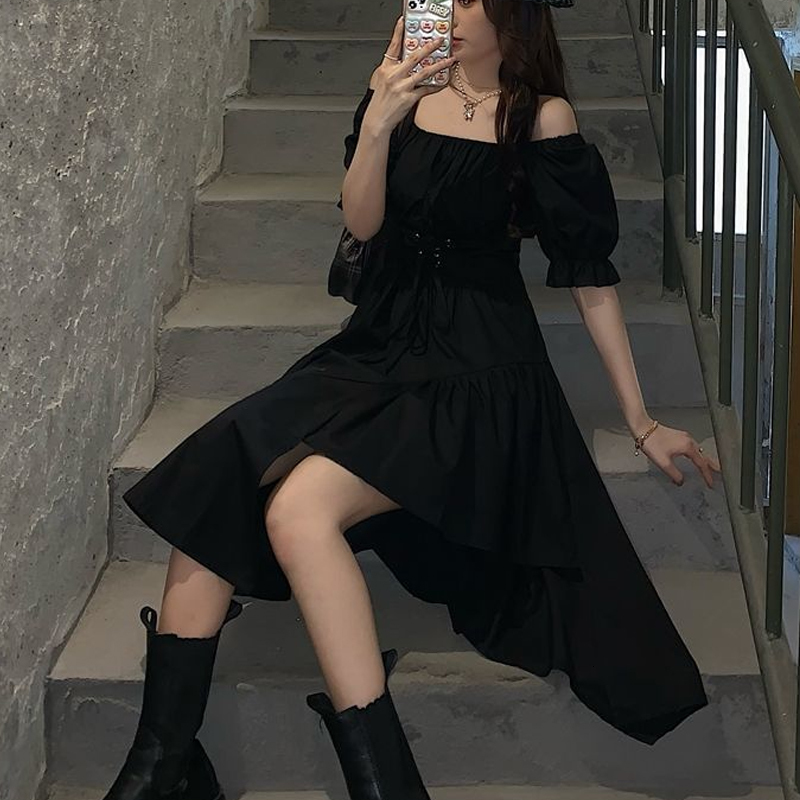 Urban Sexy Dresses Arrivals Short Sleeve Fashion Dress Women Y2k Fairy Party Dresses Summer Midi Dress White Black Clothing Vestidos 19482 230706