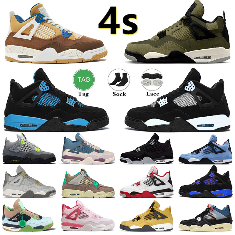 4 Basketball Shoes Men Women Jumpman 4s Pine Green Black Cat Purple Sapphire Red Cement White Cement Military Black Sail Mens Trainers Outdoor Sneakers, 36-47 14