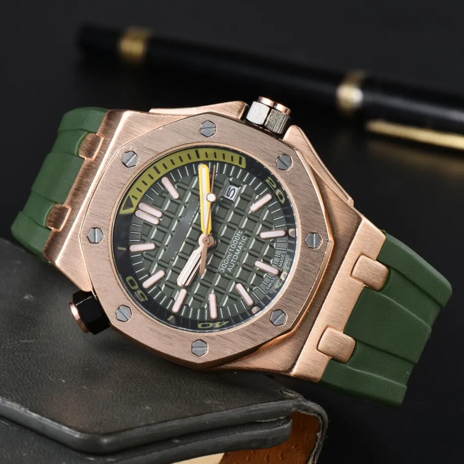 Designer Mens watch High quality quartz watches oak hexagon bezel man ladies brand wristwatch Fashion Rubber strap Sports Wristwatches 9009 Modern watches