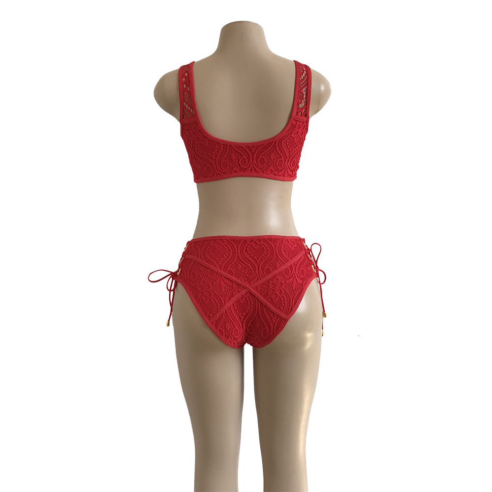 Women's Two Piece Pants sexy lace hollow out body two piece sets lace up bustier crop top shorts chic women summer beach outfits maillot de bain 