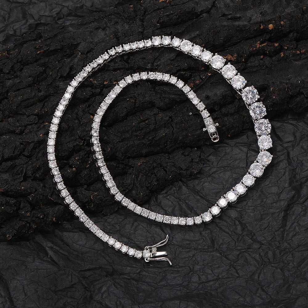 Gradient Size Zircon Tennis Necklace New Ins Fashion Personality Chain Hip Hop Lovers Men's And Women's Necklaces Full Diamond WolfTide Jewe