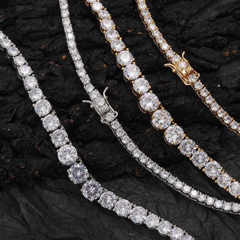 Gradient Size Zircon Tennis Necklace New Ins Fashion Personality Chain Hip Hop Lovers Men's And Women's Necklaces Full Diamond WolfTide Jewe
