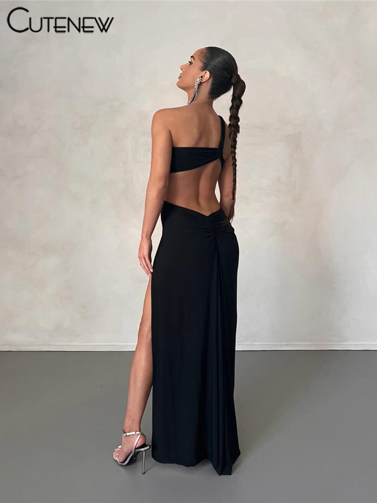 Urban Sexy Dresses Cute Women's Solid Breast Wrap Neck Maxi Dress Long Backless Elegant Casual Fashion Streetwear Party Wear Lady Vestidos 230707