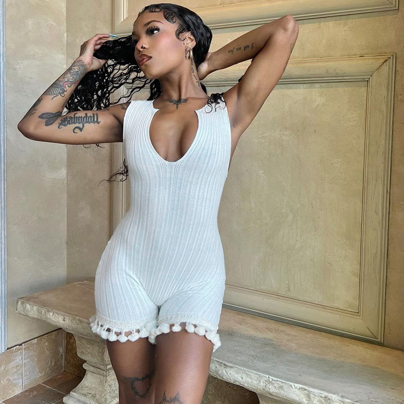Summer new hollow sexy backless slim-fit display chest design sense ball vest jumpsuit women's wear, White
Summer new hollow sexy backless slim-fit display chest design sense ball vest jumpsuit women's wear, White