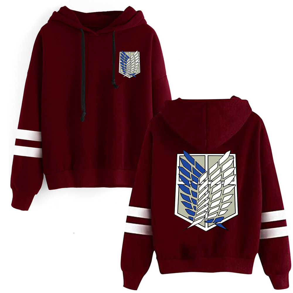 Men's Hoodies Sweatshirts Attack on Titan Long Sleeved Striped Hooded Sweatshirt Pullover Tops Harajuku 230707