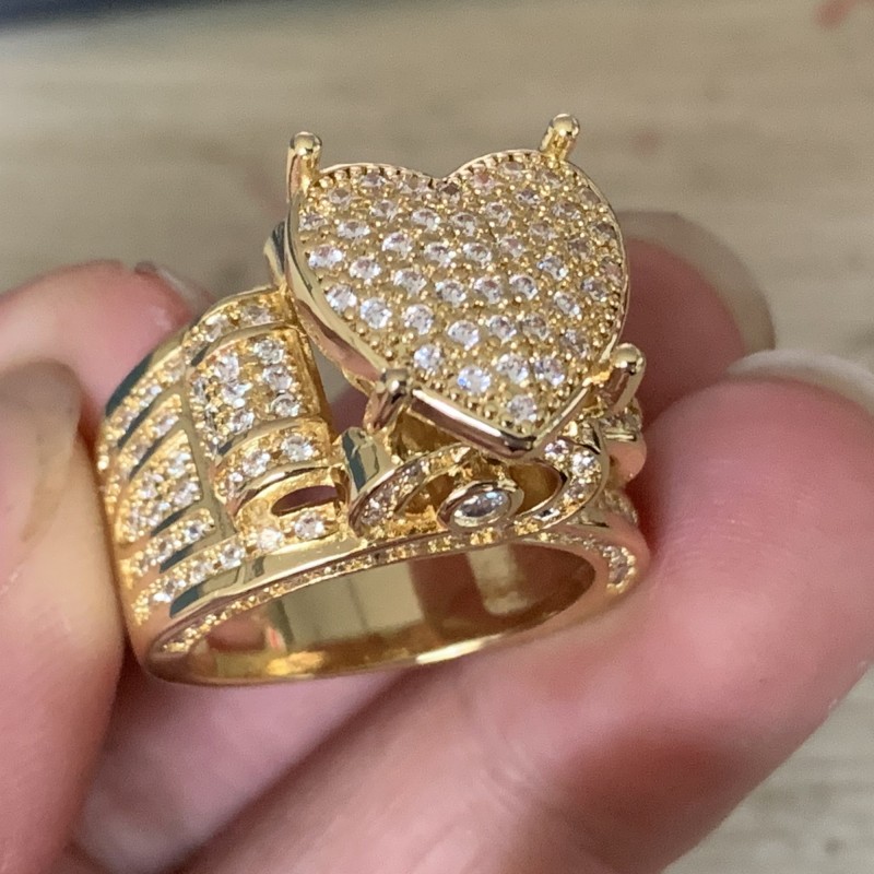 Sterg Sier Wedding Rings for Women, Gold Filled Eternity Band with White Sapphire CZ Dia Gemstones