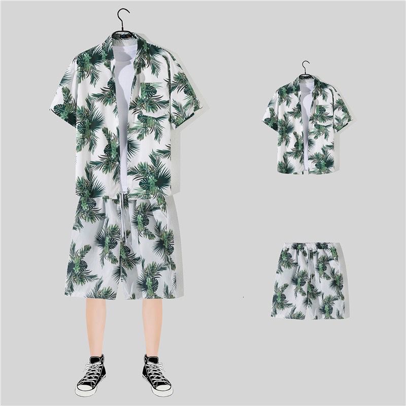 Men's Tracksuits Shortsleeved Shirt Casual Suit Trend Summer Beach Quick Dry Printed Sets Hawaiian Couples Tops Shirts Sports Shorts Set 230707