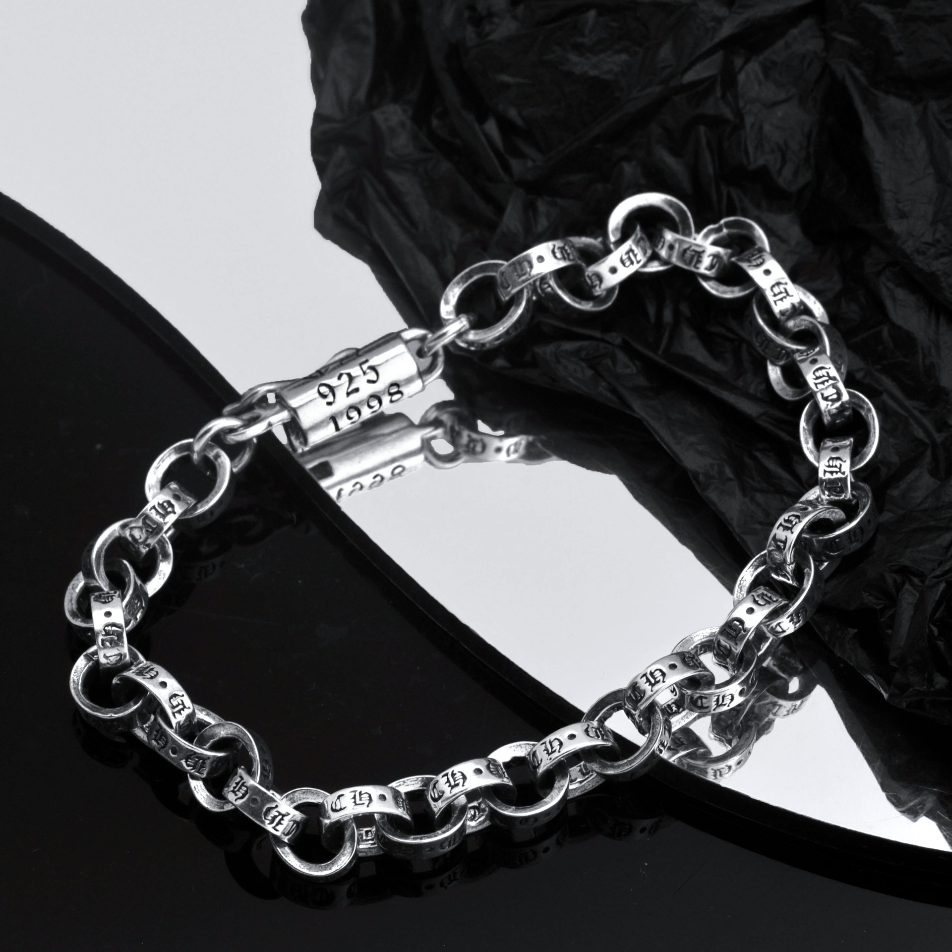 925 Sterling Silver Lnterlocking Circle Bracelet Chain For Men Fashion Charm Wedding Engagement Party Jewelry