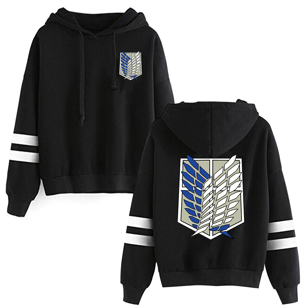 Men's Hoodies Sweatshirts Attack on Titan Long Sleeved Striped Hooded Sweatshirt Pullover Tops Harajuku 230707