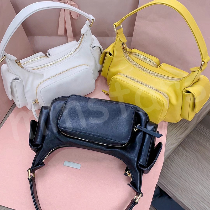 Miu Nappa Leather Pocket Bag Women Designer Black White Yellow Motorcycle Hobo Tote Hardware Zipper Closure Locomotive Underarm Shoulder Bags Purse
Miu Nappa Leather Pocket Bag Women Designer Black White Yellow Motorcycle Hobo Tote Hardware Zipper Closure Locomotive Underarm Shoulder Bags Purse