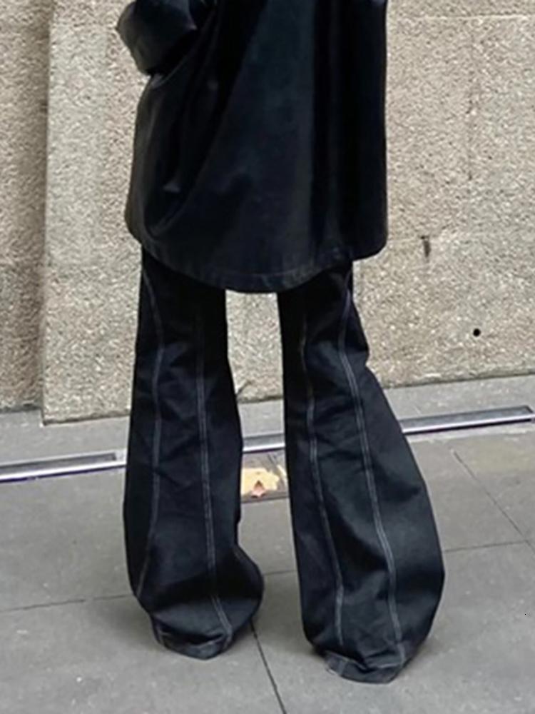 Men s Pants Goth Dark Mall Gothic Harajuku Streetwear Flare Grunge Punk Low Waist Baggy Women Jeans Y2k Techwear Fashion Black Bottoms 230707