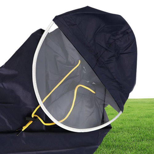 Mens Womens Cycling Bicycle Bike Raincoat Rain Cape Poncho Hooded Windproof Rain Coat Mobility Scooter Cover Navy Blue 2010169582375