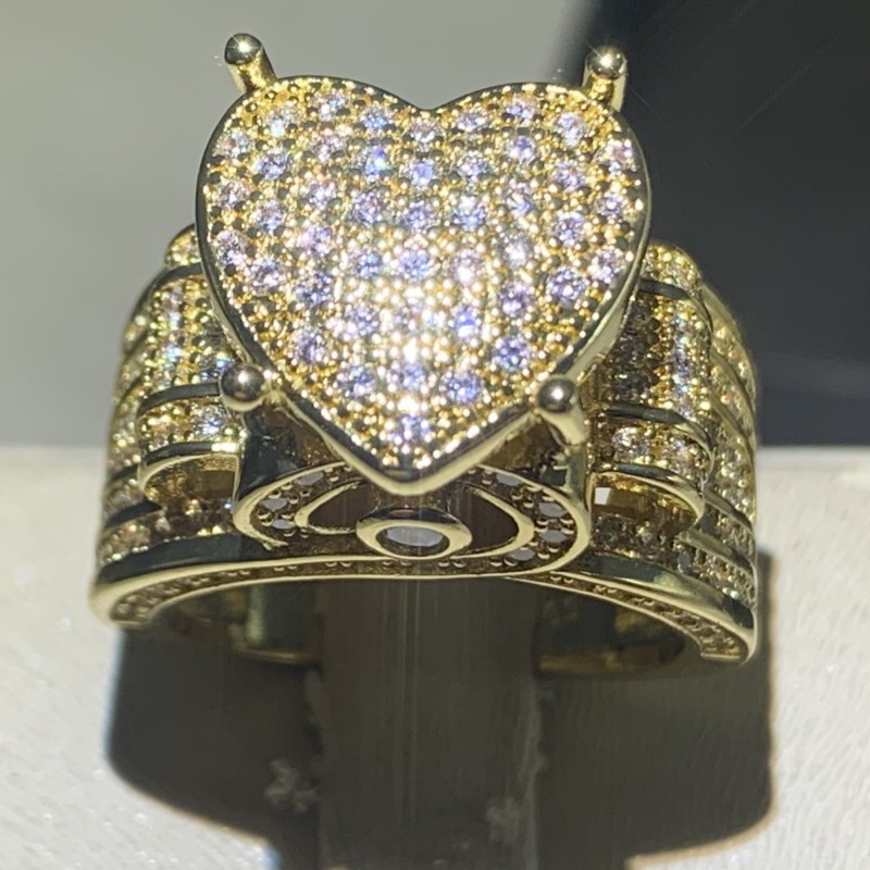 Sterg Sier Wedding Rings for Women, Gold Filled Eternity Band with White Sapphire CZ Dia Gemstones