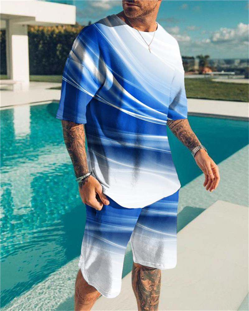 Men's Tracksuits Summer Tracksuit T Shirt Men Causal O-neck Harajuku Suit Male High Quality Creativity Sportswear Men Sets Short Outfits Tops 230