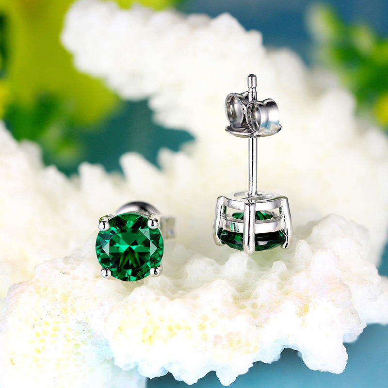 Stud Earrings Designer Classic 18K Rose Gold Plated Earrings Women Fashion Shiny Crystal Stud Earrings Retro Luxury Green Diamond Earrings