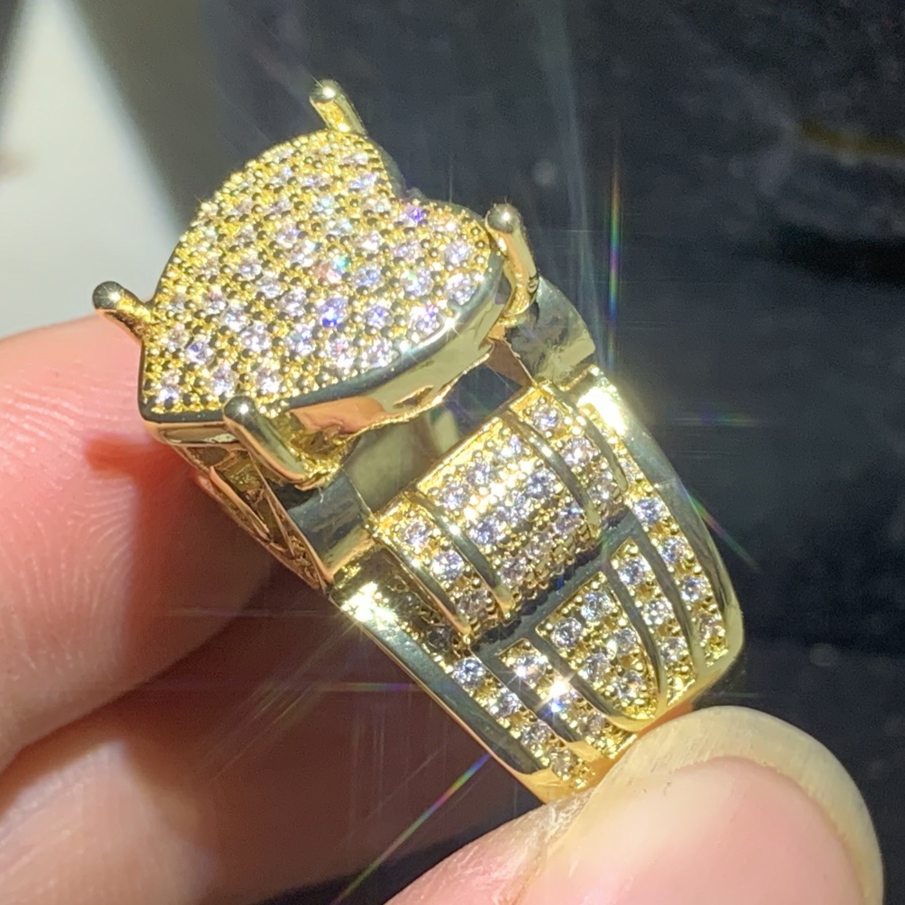 Sterg Sier Wedding Rings for Women, Gold Filled Eternity Band with White Sapphire CZ Dia Gemstones