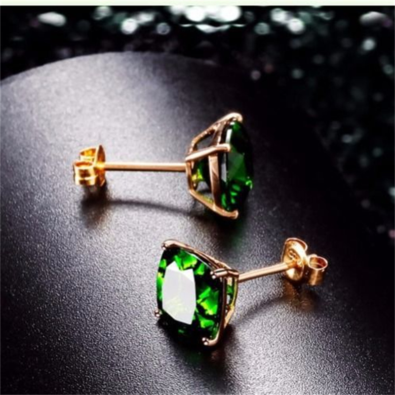 Stud Earrings Designer Classic 18K Rose Gold Plated Earrings Women Fashion Shiny Crystal Stud Earrings Retro Luxury Green Diamond Earrings