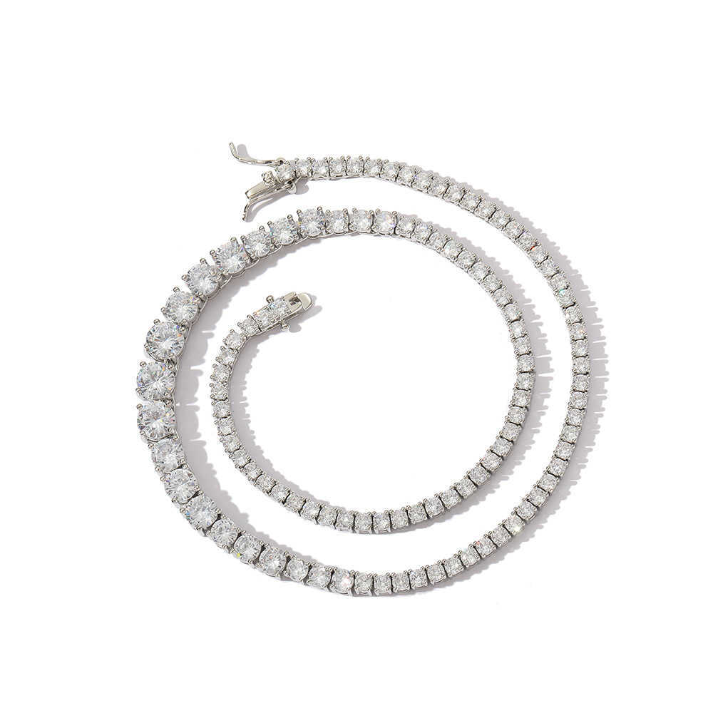 Gradient Size Zircon Tennis Necklace New Ins Fashion Personality Chain Hip Hop Lovers Men's And Women's Necklaces Full Diamond WolfTide Jewe