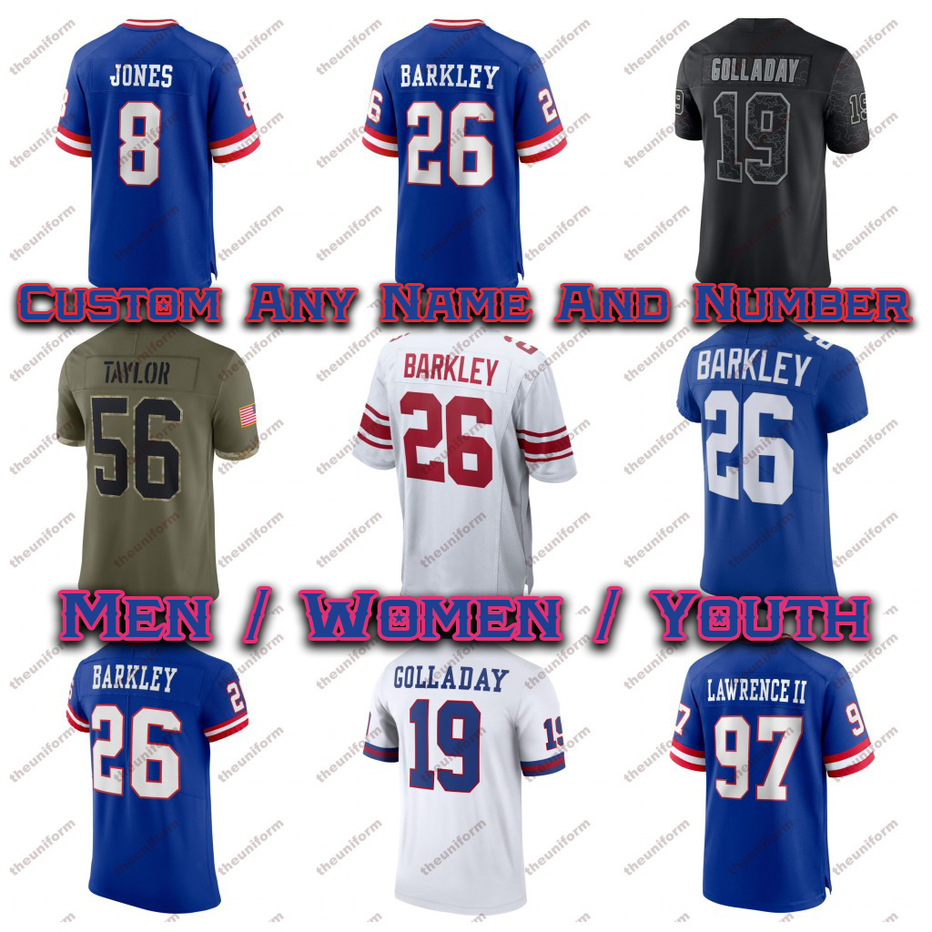 Custom Mens 26 Barkley American Football Jerseys 5 Thibodeaux 19 Golladay 89 Toney Womens Youth 8 Jones 56 Taylor 12 Waller Football Jersey Size -5XL, Black
Custom Mens 26 Barkley American Football Jerseys 5 Thibodeaux 19 Golladay 89 Toney Womens Youth 8 Jones 56 Taylor 12 Waller Football Jersey Size -5XL, Black