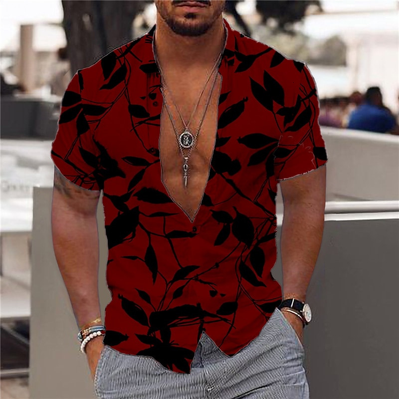Men's Dress Shirts Cotton Coconut Tree Beach Vacation Party Shirt Summer Hawaiian Casual Fashion Street Short Sleeves 230707