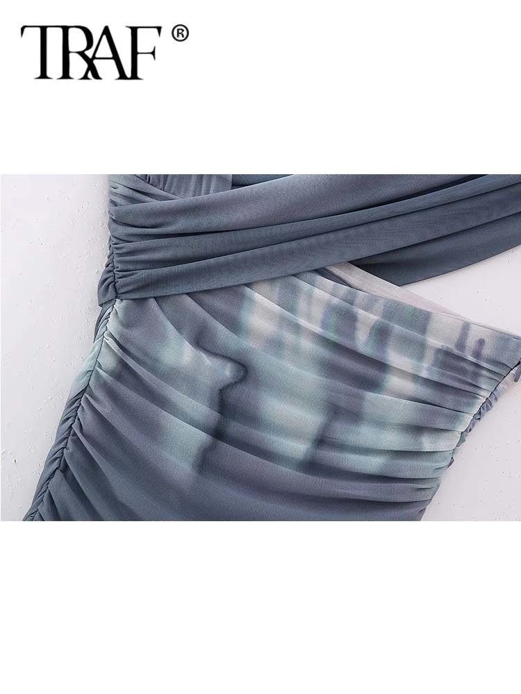 Urban Sexy Dresses TRAF Print Mini Dress Women Sleeveless Slip Maxi Dress Woman Tie Dye Summer Women's Dresses Asymmetric Backless Evening Dresse