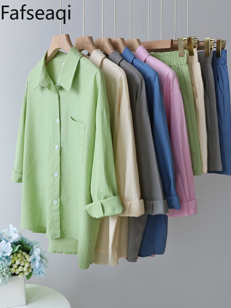 Women's Two Piece Pants Summer Casual Cotton Linen Suits with Shorts for Women Shirt and Shorts Set Outfit Long Sleeve Ankle-Length Pants Tracksu