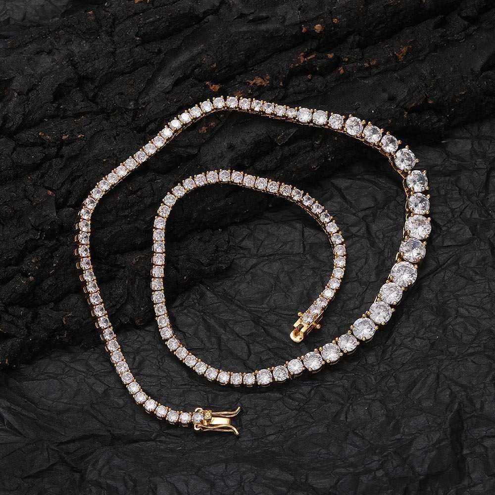 Gradient Size Zircon Tennis Necklace New Ins Fashion Personality Chain Hip Hop Lovers Men's And Women's Necklaces Full Diamond WolfTide Jewe