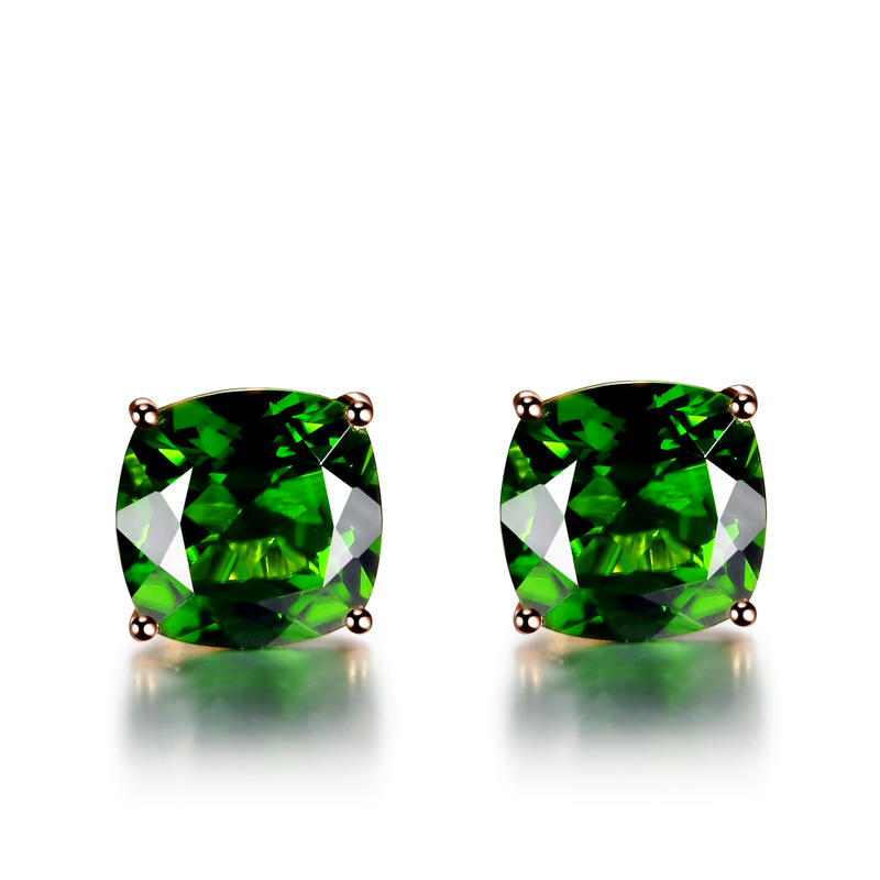 Stud Earrings Designer Classic 18K Rose Gold Plated Earrings Women Fashion Shiny Crystal Stud Earrings Retro Luxury Green Diamond Earrings
