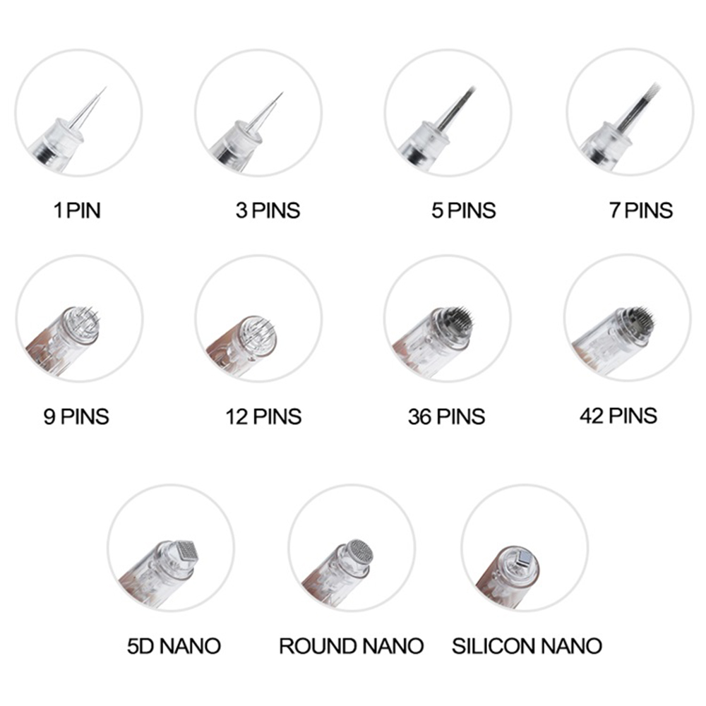 Screw Slot Needle Dermapen Cartridges Electric Microneedles Mesotherapy MTS PMU 1/3/5/7/9/12/36/42 Pin Nano Derma Drpen Needles