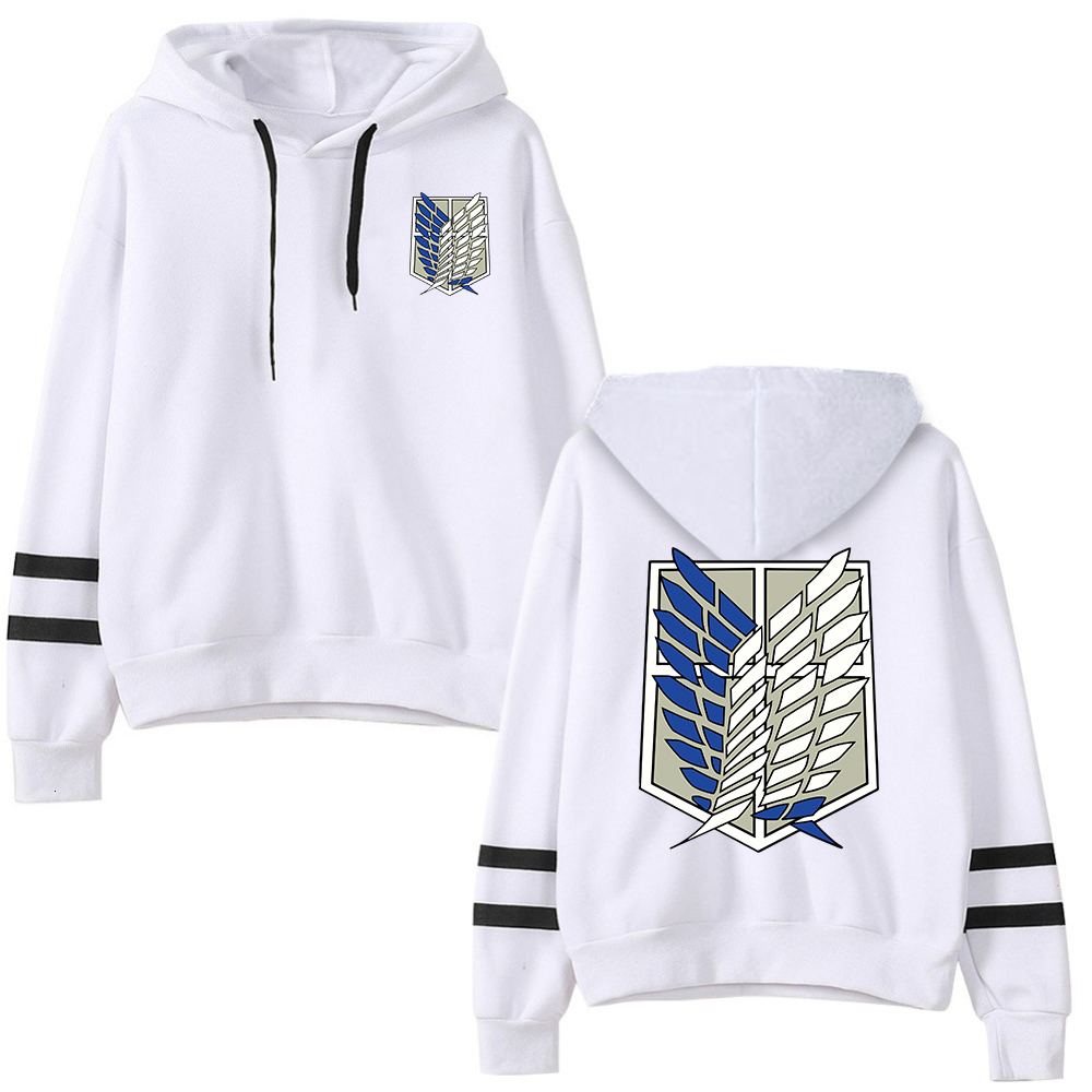Men's Hoodies Sweatshirts Attack on Titan Long Sleeved Striped Hooded Sweatshirt Pullover Tops Harajuku 230707