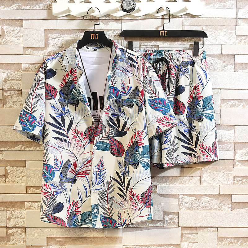 Men's Tracksuits 2023 Summer Palm Tree Floral Shirt Beach Short Sleeve Suit Casual Hawaii Trend Print Sets Men Shorts Clothing Set 230707
