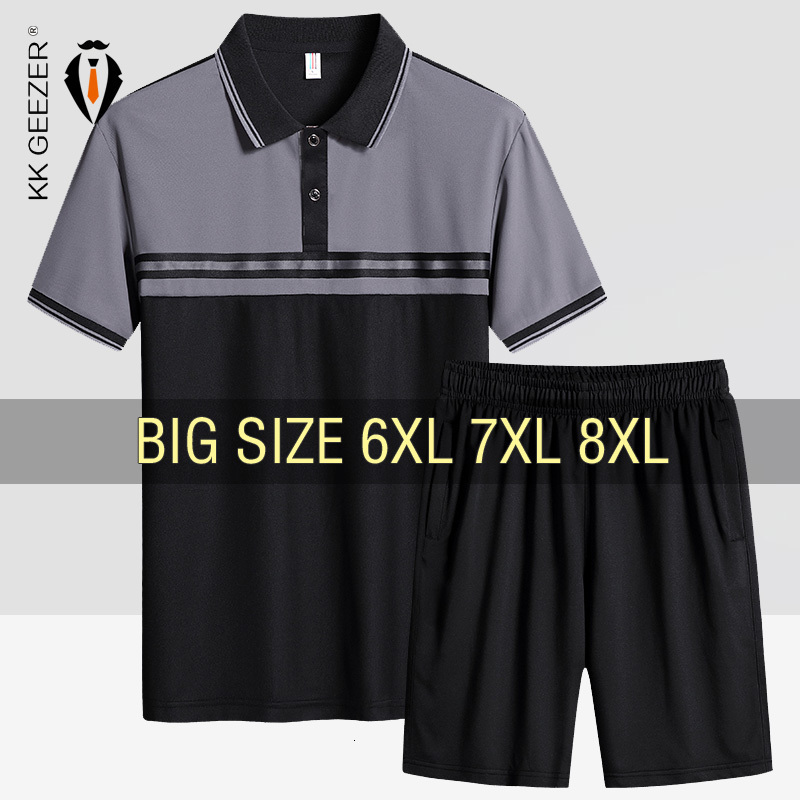 Mens Tracksuits T Shirt Men Suit Shorts Tshirt Set Black Oversize 6XL 7XL 8XL Plus Size Short Sleeve 2013 Summer Fashion Loose Quickdry 230707