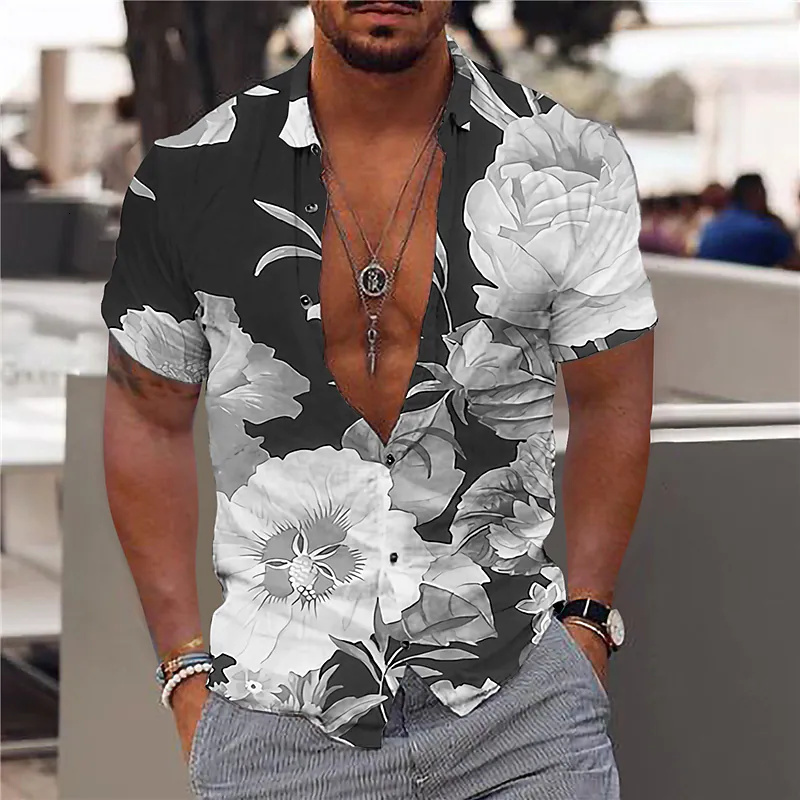 Men's Dress Shirts Cotton Coconut Tree Beach Vacation Party Shirt Summer Hawaiian Casual Fashion Street Short Sleeves 230707